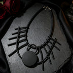 Black Geometric Linear Art Necklace