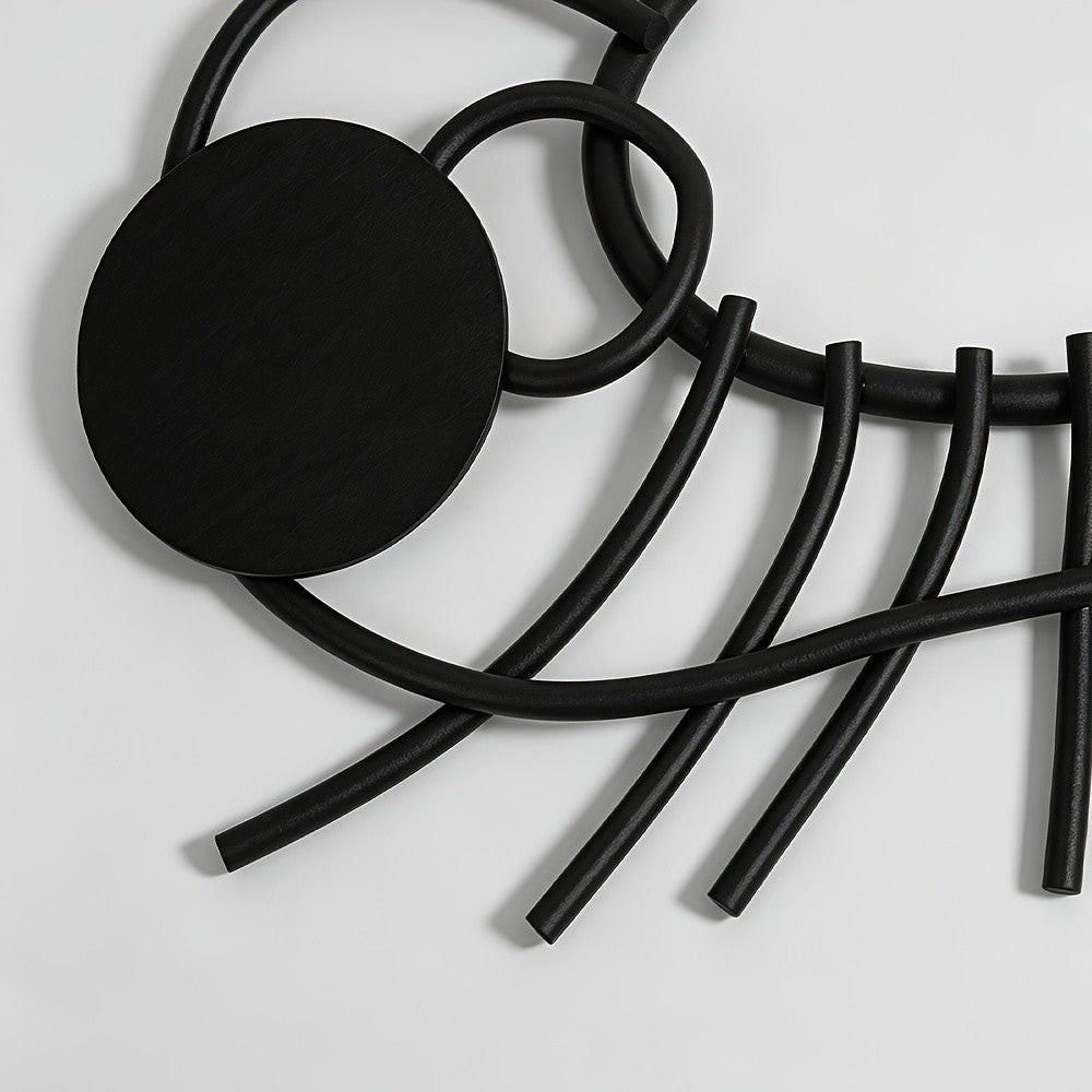Black Geometric Linear Art Necklace