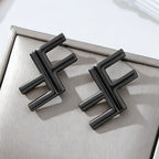 Geometric Gun Black Drop Earrings