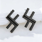 Geometric Gun Black Drop Earrings