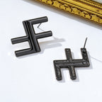 Geometric Gun Black Drop Earrings