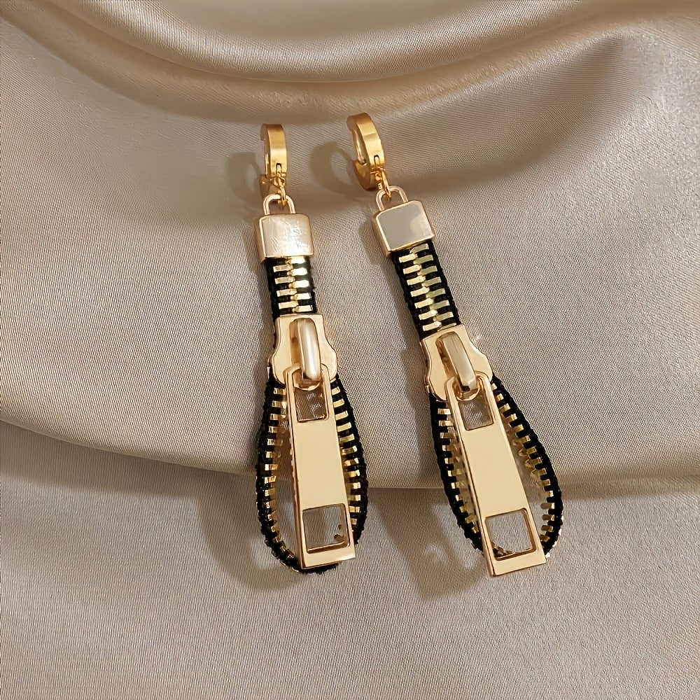 Vintage Zipper Drop Earrings