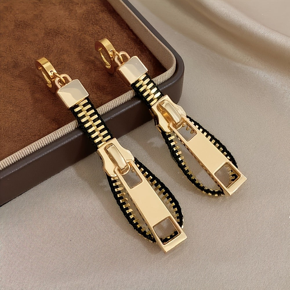 Vintage Zipper Drop Earrings