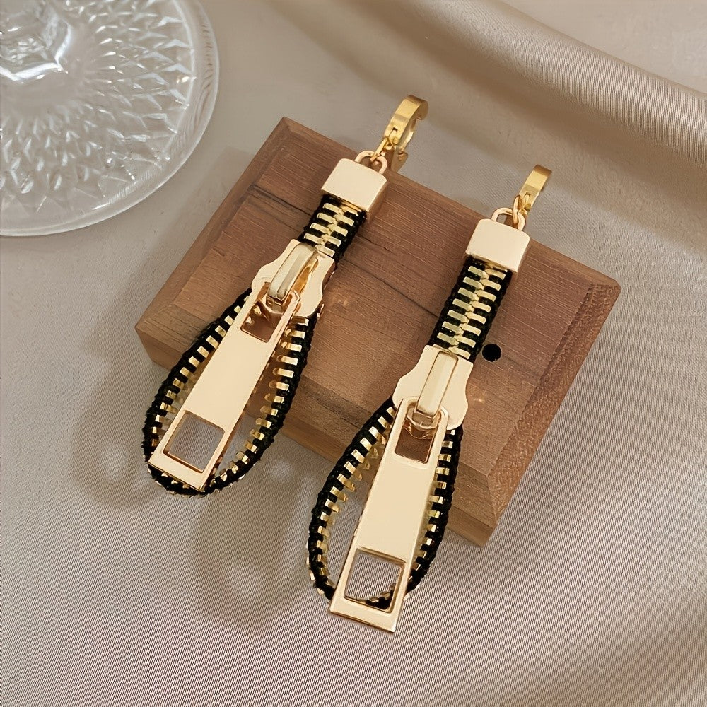 Vintage Zipper Drop Earrings