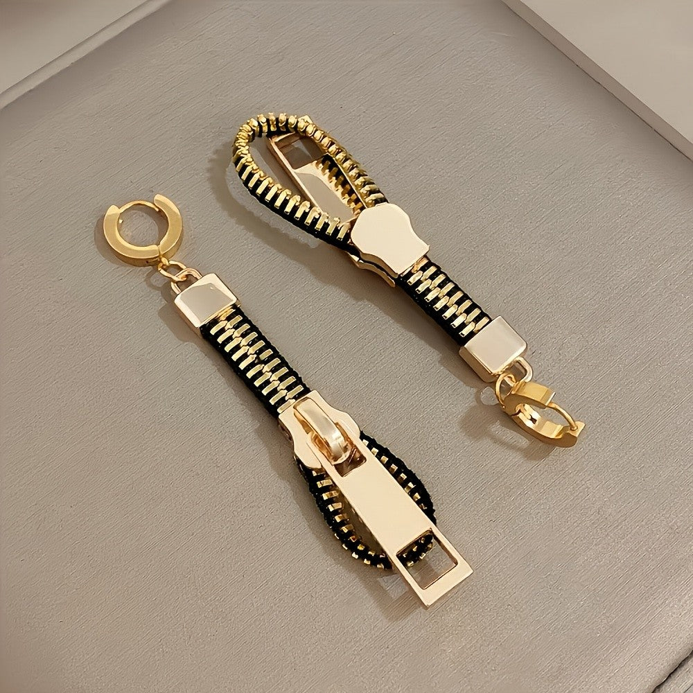 Vintage Zipper Drop Earrings