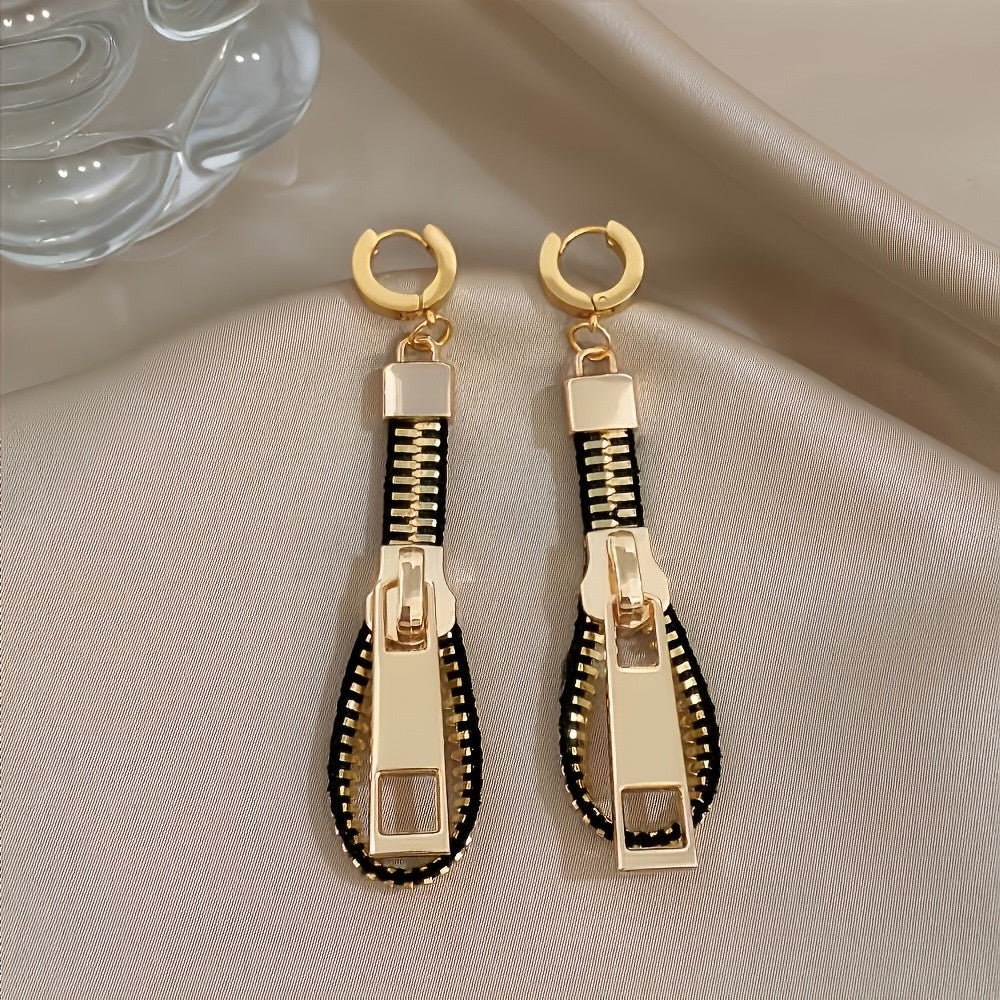 Vintage Zipper Drop Earrings