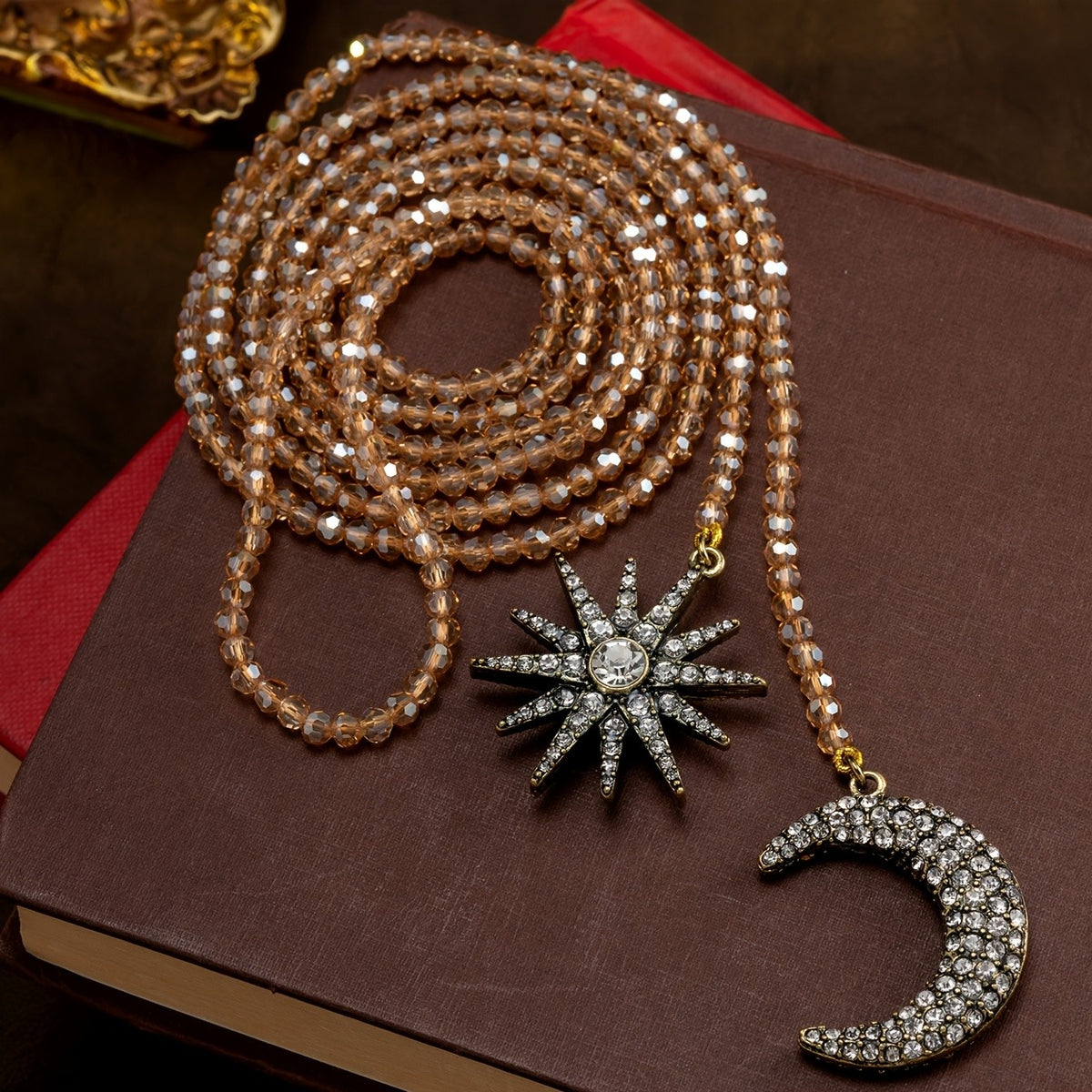 Vintage Star Moon Beaded Necklace
