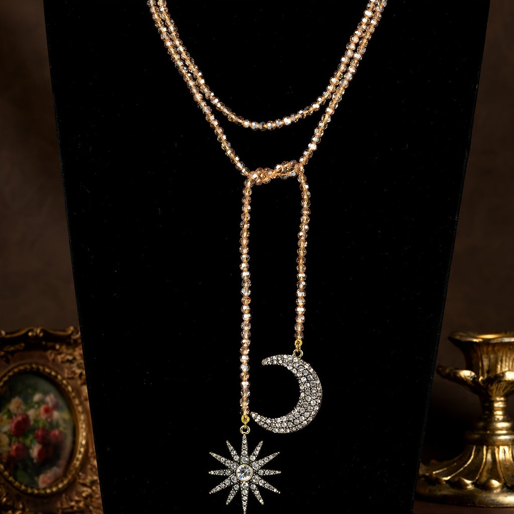 Vintage Star Moon Beaded Necklace