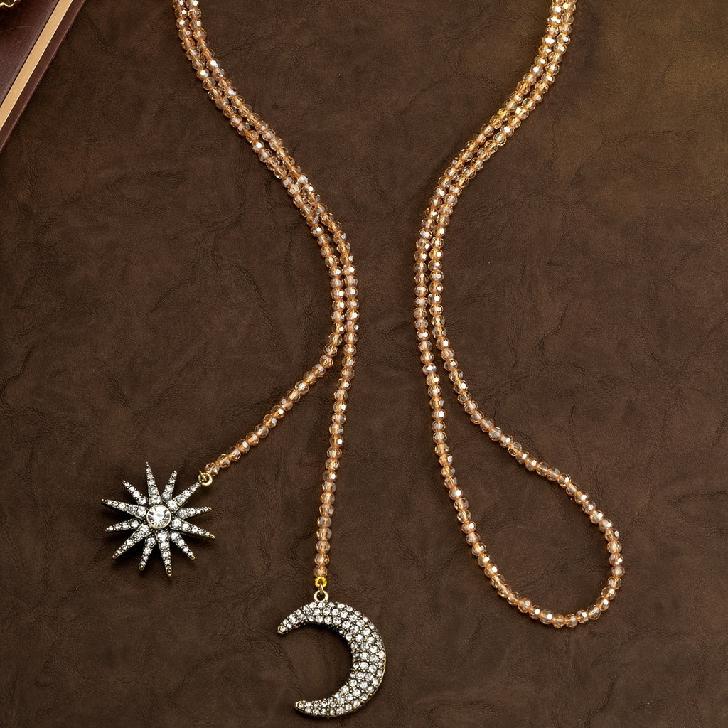 Vintage Star Moon Beaded Necklace