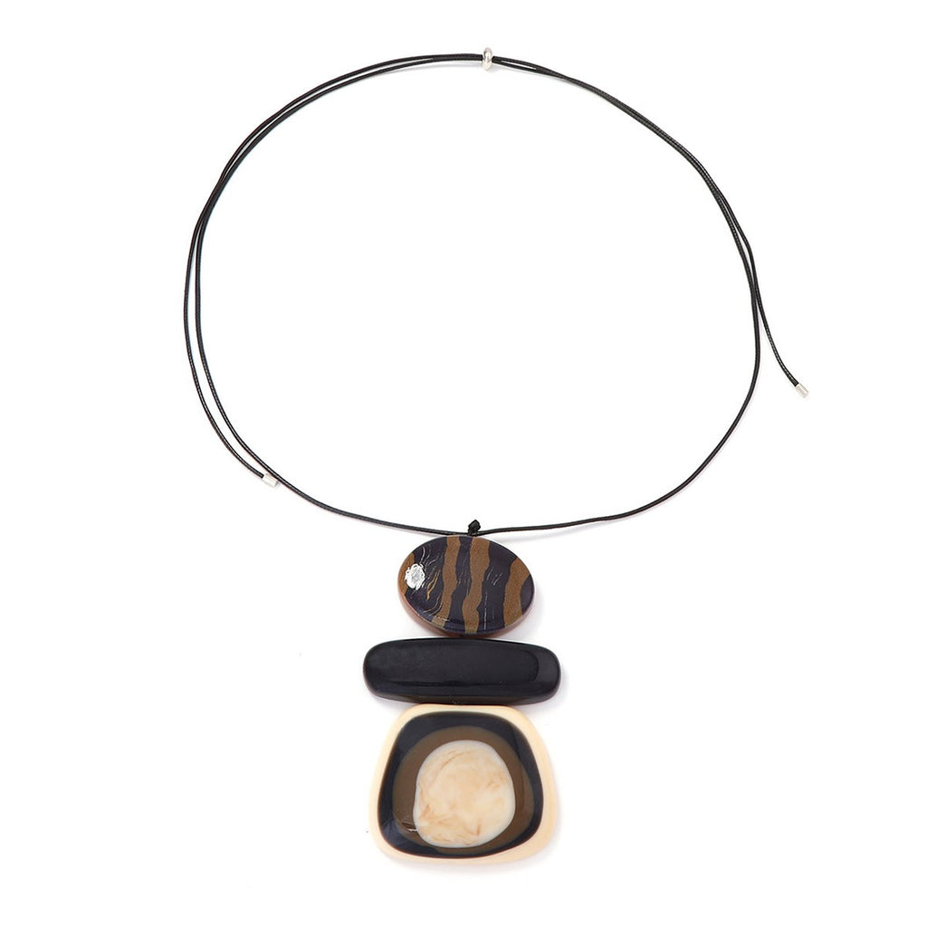 Stacked Geometric Resin Pendant Necklace