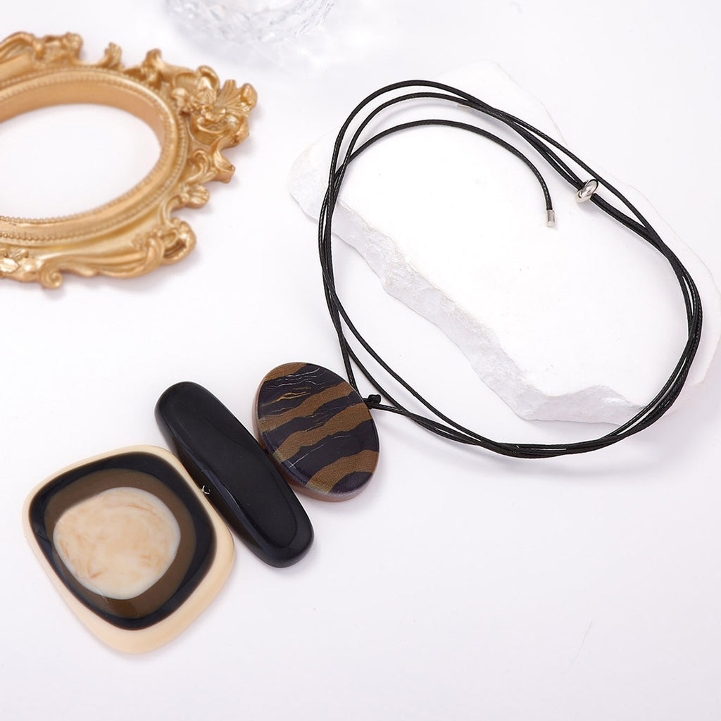 Stacked Geometric Resin Pendant Necklace