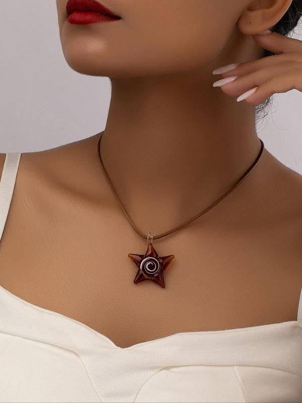 Vintage Star Spiral Pendant Necklace