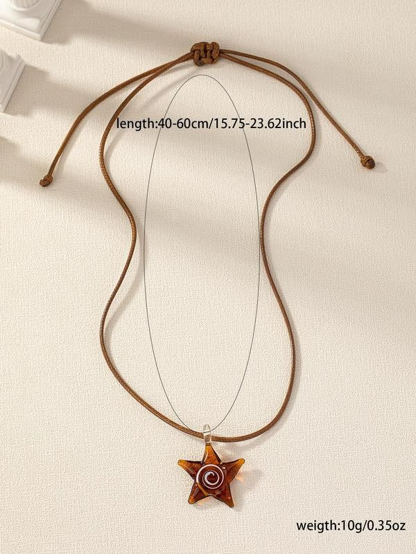 Vintage Star Spiral Pendant Necklace