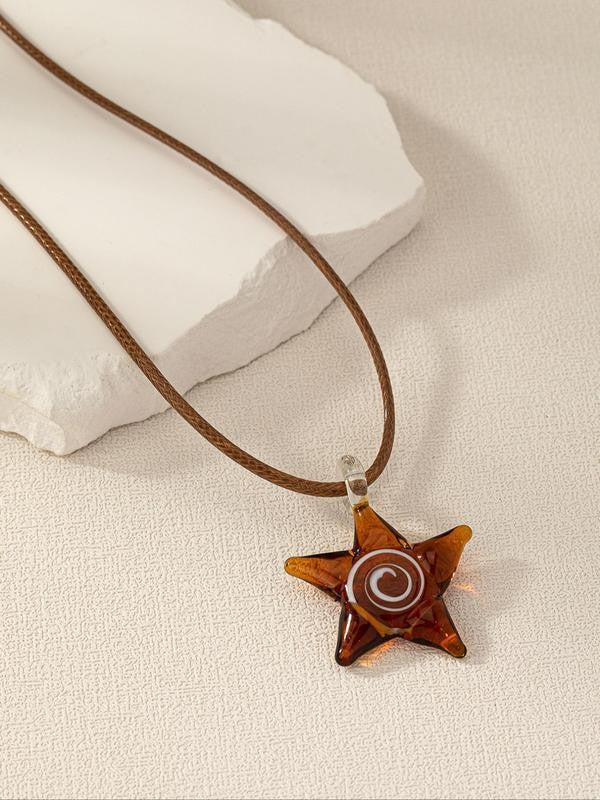 Vintage Star Spiral Pendant Necklace