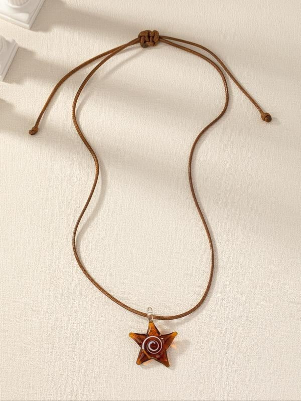 Vintage Star Spiral Pendant Necklace