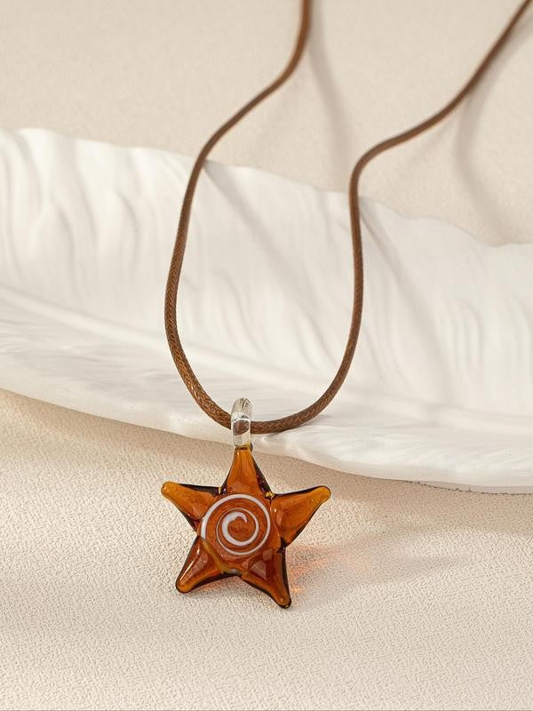 Vintage Star Spiral Pendant Necklace
