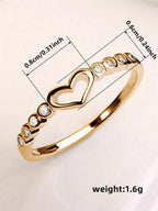 Hollow Heart Rhinestone Ring