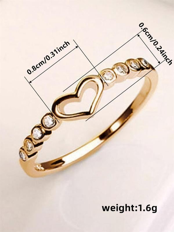Hollow Heart Rhinestone Ring