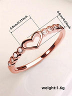 Hollow Heart Rhinestone Ring