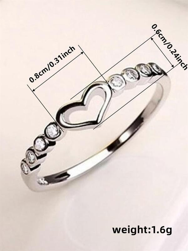 Hollow Heart Rhinestone Ring