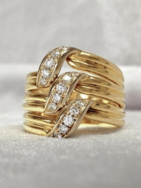 Layered Criss Cross Stone Ring