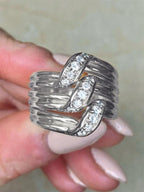 Layered Criss Cross Stone Ring