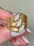 Layered Criss Cross Stone Ring