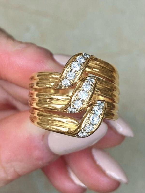Layered Criss Cross Stone Ring