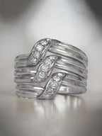 Layered Criss Cross Stone Ring