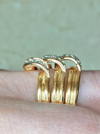 Layered Criss Cross Stone Ring