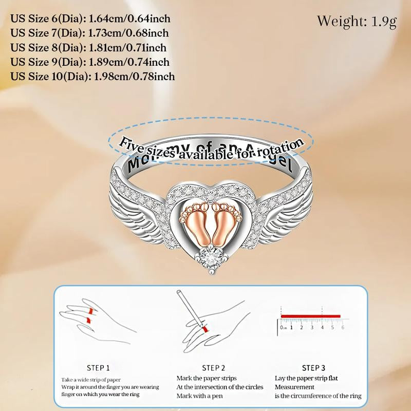 Adjustable Angel Wing Heart Ring