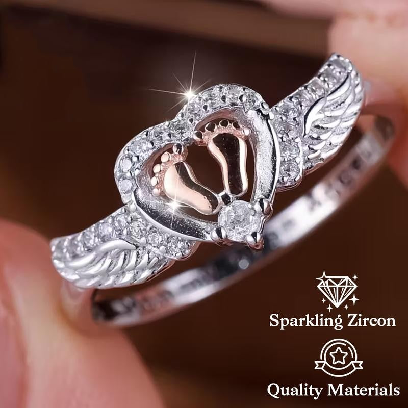 Adjustable Angel Wing Heart Ring