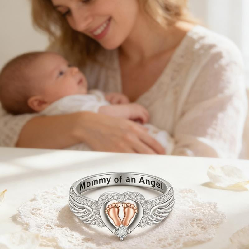 Adjustable Angel Wing Heart Ring