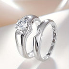 Inlaid Stone Heart Ring Set