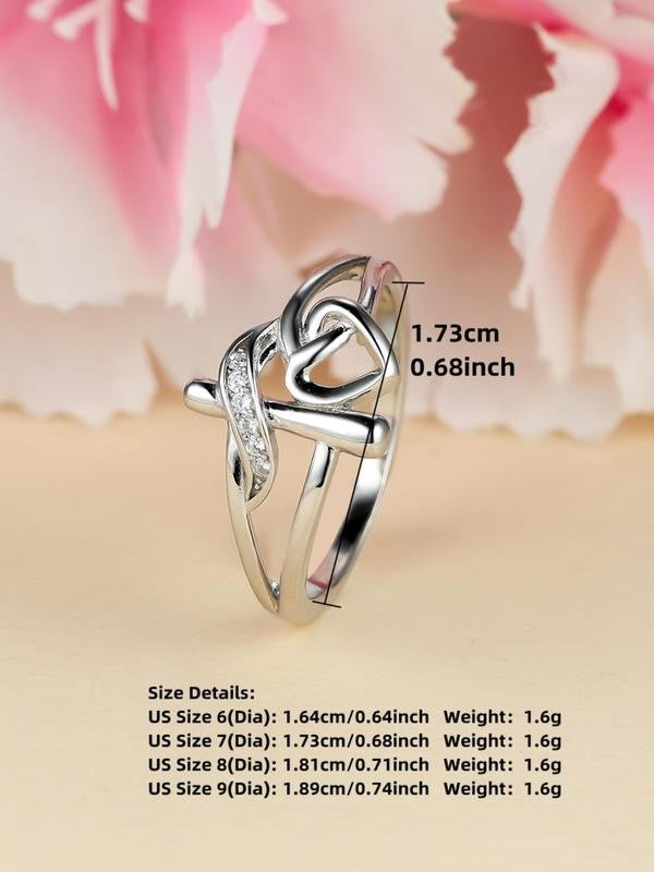 S925 Cross and Heart Ring