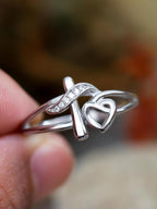 S925 Cross and Heart Ring