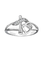 S925 Cross and Heart Ring