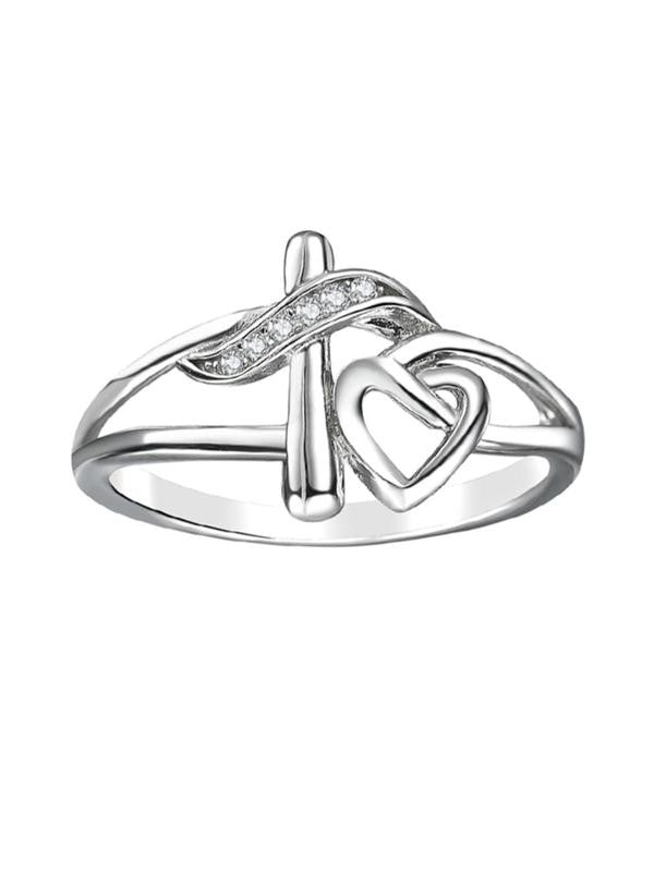 S925 Cross and Heart Ring