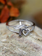 S925 Cross and Heart Ring