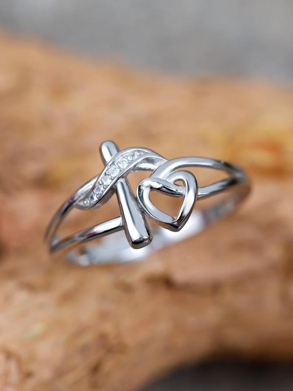 S925 Cross and Heart Ring