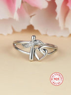 S925 Cross and Heart Ring