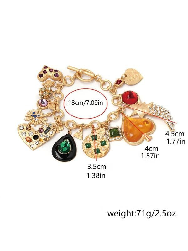 Multicolor Gemstone Charm Bracelet
