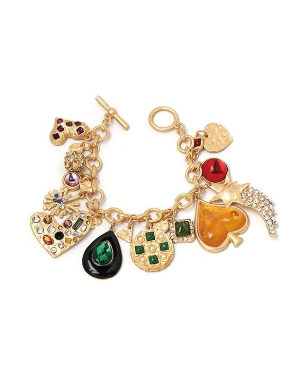 Multicolor Gemstone Charm Bracelet