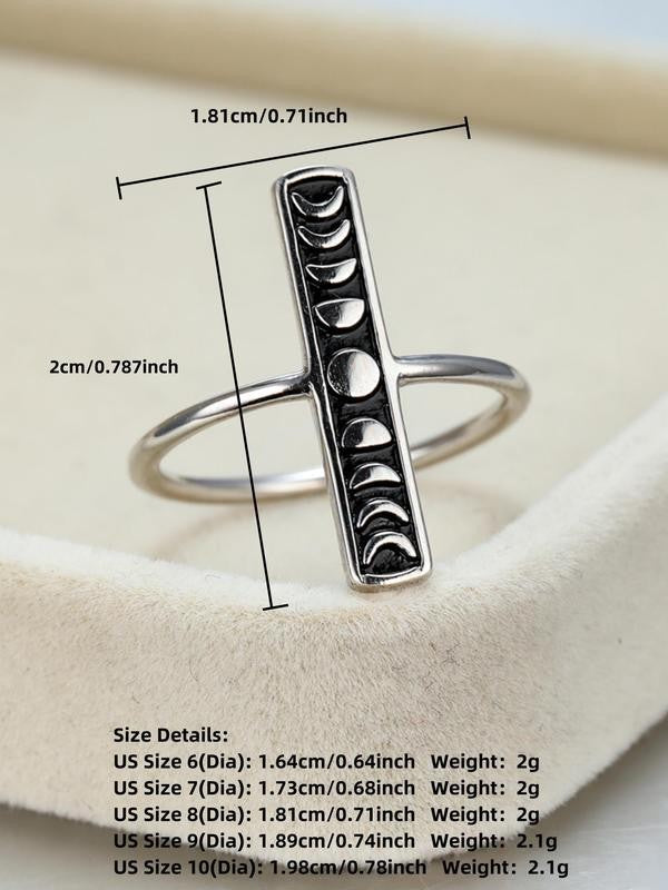S925 Vertical Moon Phase Ring