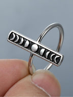 S925 Vertical Moon Phase Ring