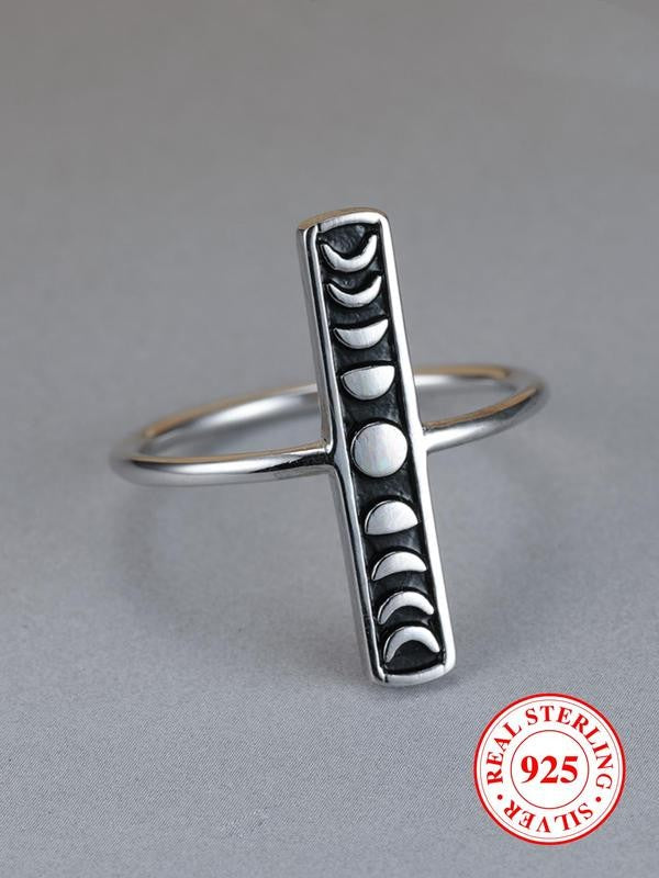 S925 Vertical Moon Phase Ring