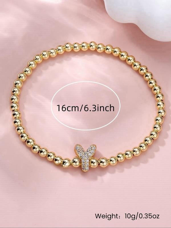 Rhinestone Letter Beaded Bracelet