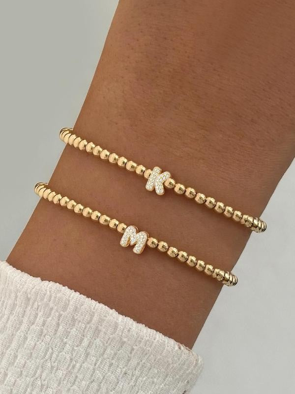 Rhinestone Letter Beaded Bracelet