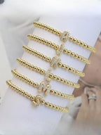 Rhinestone Letter Beaded Bracelet