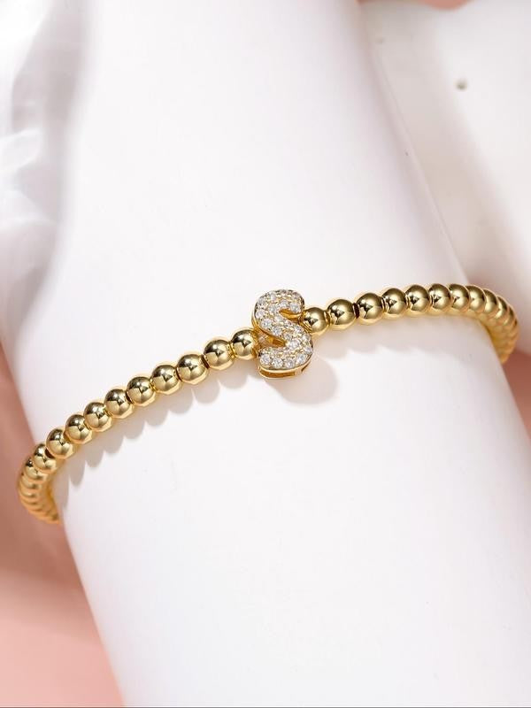 Rhinestone Letter Beaded Bracelet